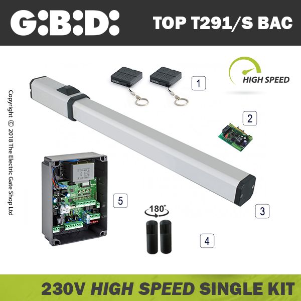 gibidi top291/s hydraulic 230v bac high speed electric gate kit - single