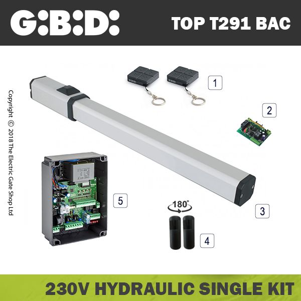 gibidi top291 hydraulic 230v bac electric gate kit - single