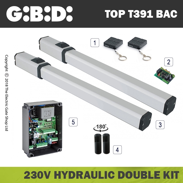 gibidi top391 hydraulic 230v bac electric gate kit - double