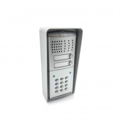 GSM intercom with escalation function. Calls any telephone number, allows the user to speak and then decide to allow entry or deny.