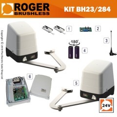 roger arm bh23 284 brushless articulated arm twin gate kit.  for up to 2.8m per wing, 24v, super intensive use, with digital encoder.