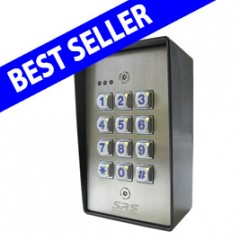 keypad standalone stainless steel for use with any gate or access control system. 110 codes, ip 66 rated, back lit, twin relay.