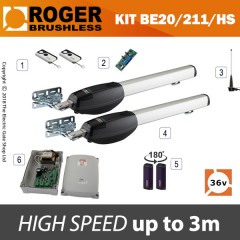 roger technology be20/210/hs 24v brushless electric gate kit - double