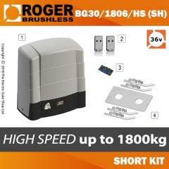 roger technology bg30/1806 sh 36v brushless electric sliding gate short kit - 1800kg