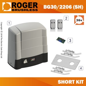 roger technology bg30/2206 sh 36v brushless electric sliding gate short kit - 2200kg