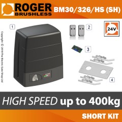 roger technology bg30/326 sh 24v brushless electric sliding gate short kit - 400kg