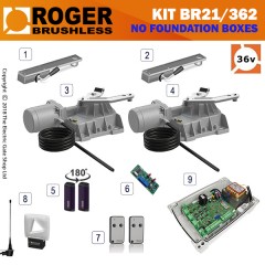 roger titan br21/362 brushless twin gate kit , 24v, super intensive use, with digital encoder.  heavy duty, twin bearings can carry up to 1000kg.  10m cable.