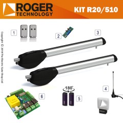 roger ram be20/210 brushless twin gate kit.  for gates up to 2.2m per wing, 24v, super intensive use, with digital encoder.