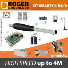 roger technology smarty4/hs/s 36v brushless electric gate kit - single