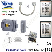 pedestrian security gate electric lock kit.  entry via keypad, exit via keypad.
